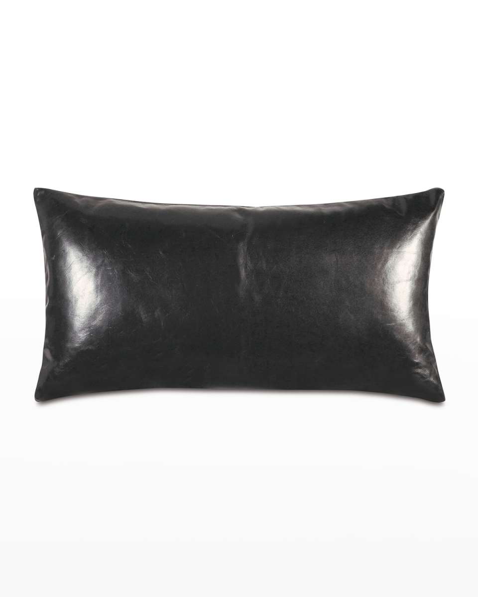 Tudor Leather Decorative Pillow In Onyx